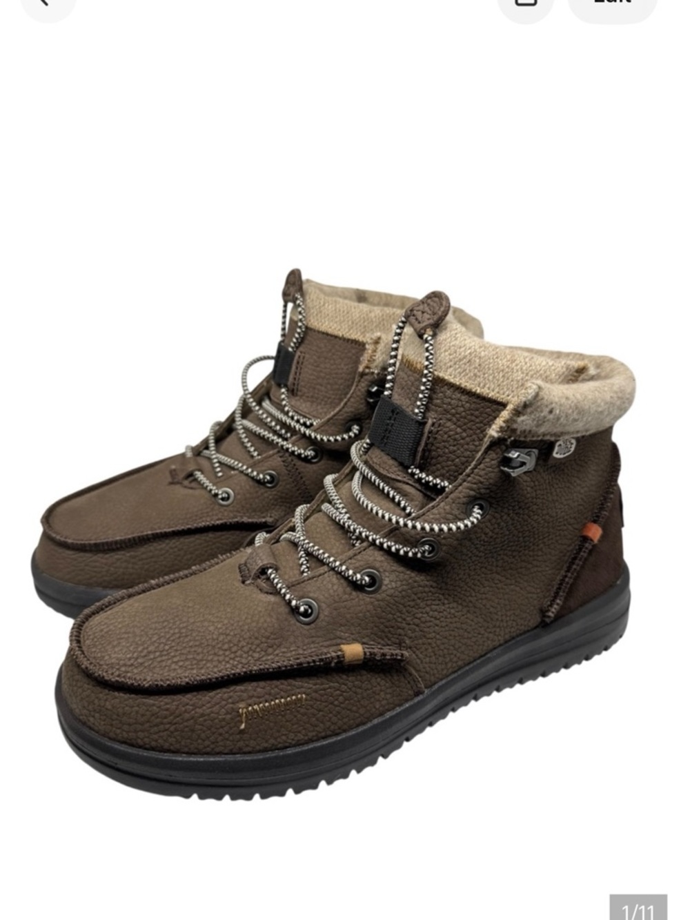 Hey Dude Mens Leather Bradley Boots Brown Color Size 8 - Picture 1 of 11